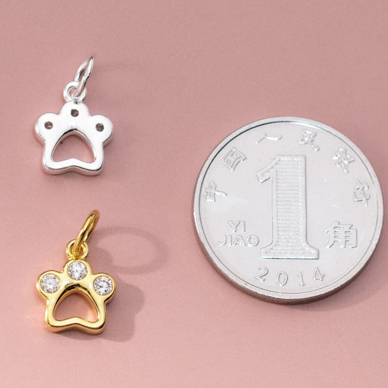 TrustDavis Real 925 Sterling Silver Fashion Cute Cat Claw Charm Pendant Handmade DIY Accessories Fine Jewelry Wholesale DZ1706