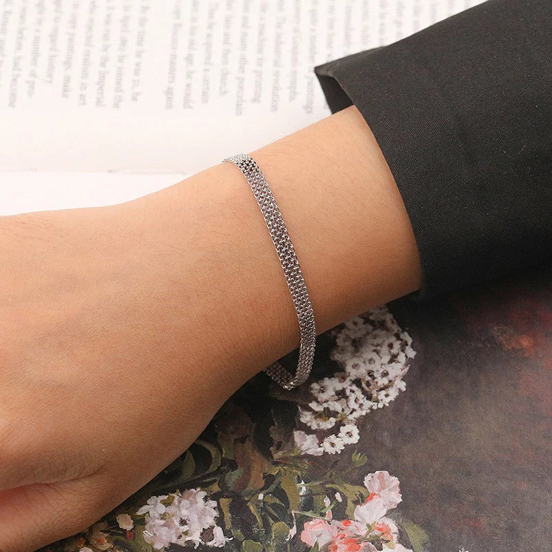 TrustDavis Girls 925 Sterling Silver Women's Bracelets Fashion Simple Sparkling Bracelet for Women Girl Gift Fine Jewelry DS4663