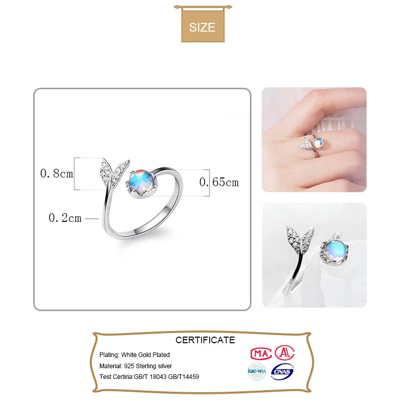 Blue Mermaid Tail Open Finger Ring DS1710