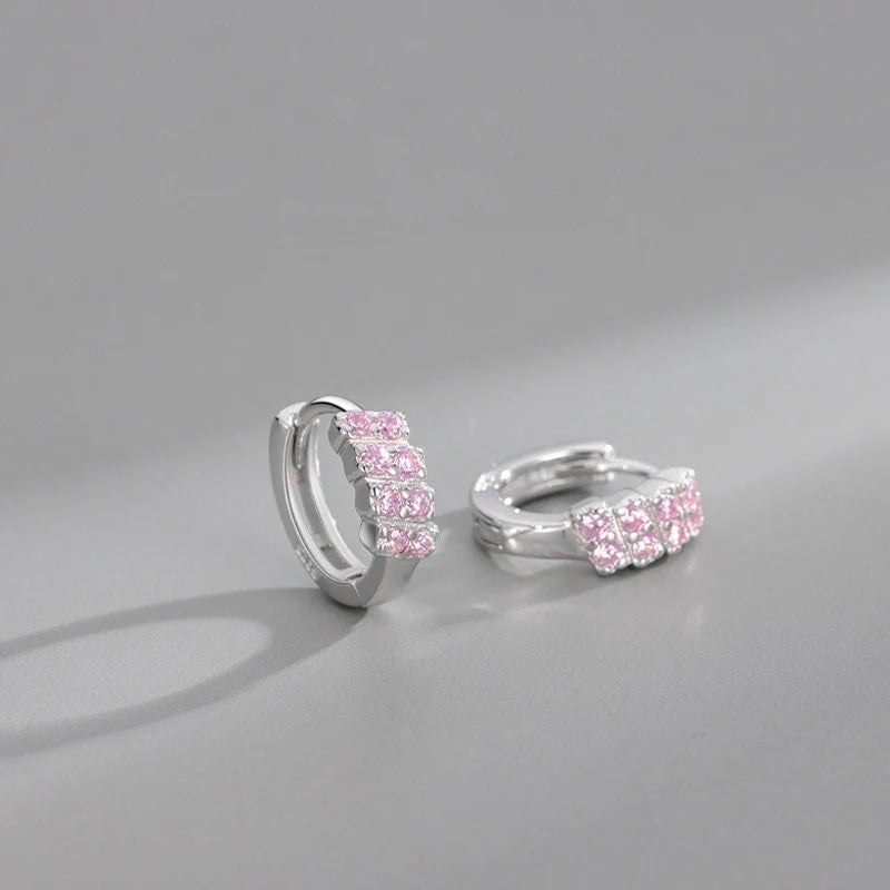 TrustDavis Real 925 Sterling Silver Women's Fashion Colorful Zircon Circle Earrings for Women Girls Gift Fine Jewelry DS4670