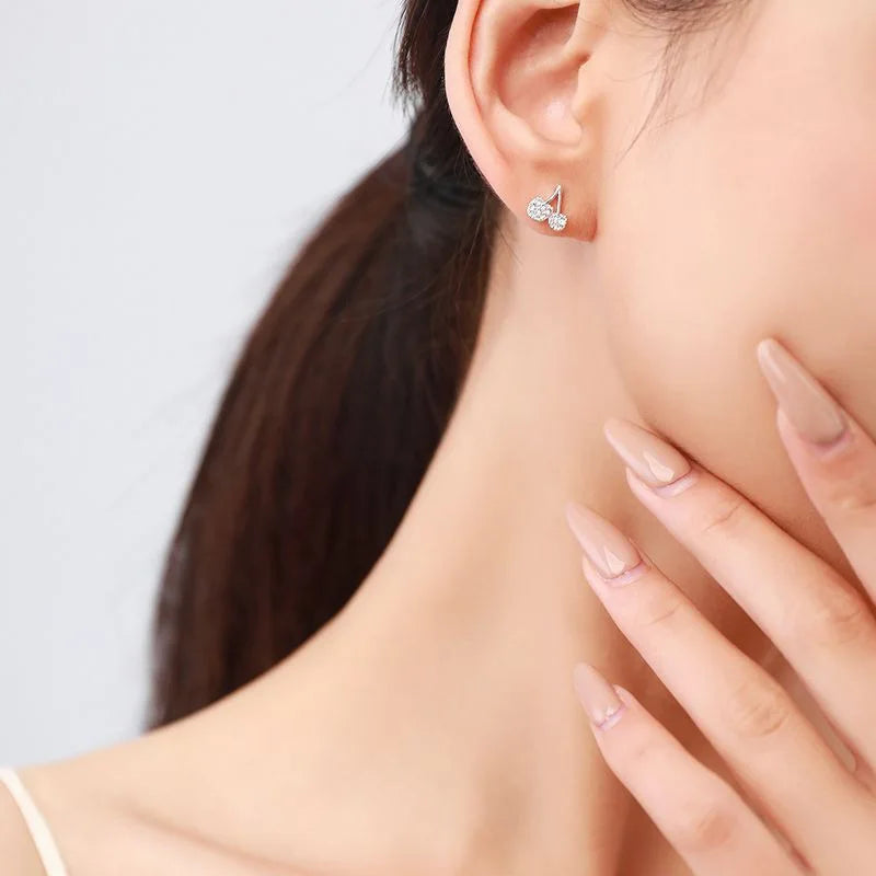 Pendientes TrustDavis Plata de Ley 925 auténtica con circonita de cereza dulce a la moda para mujer y niña, regalos de joyería DS4242