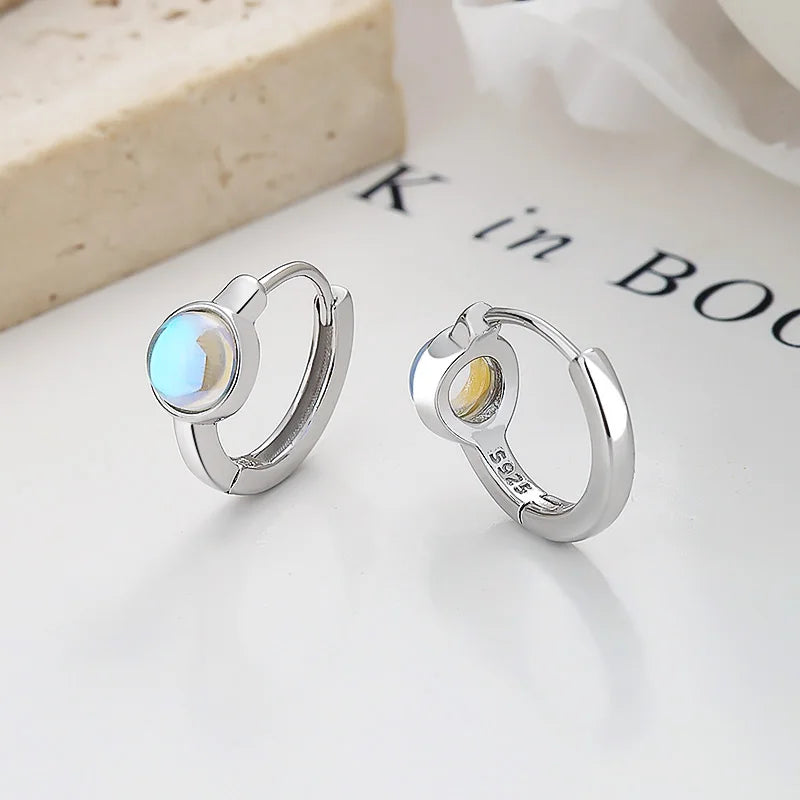 Moon Stone Hearts Round Hoop Earrings DS3602