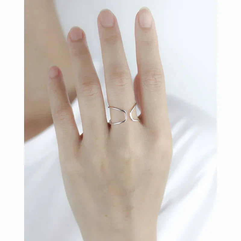 Double Line Opening Rings Elegant Cross Ring DS296