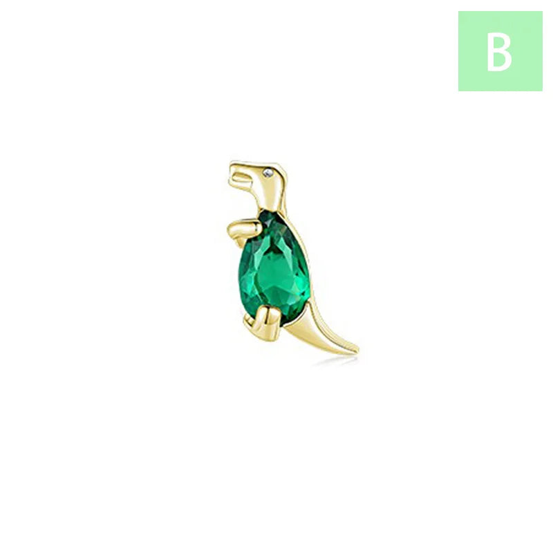 Trustdavis Real 925 Sterling Silver 1Pcs Fashion Cute Dinosaur Stud Earrings Women Girls Birthday Party Gift Jewelry DA1379