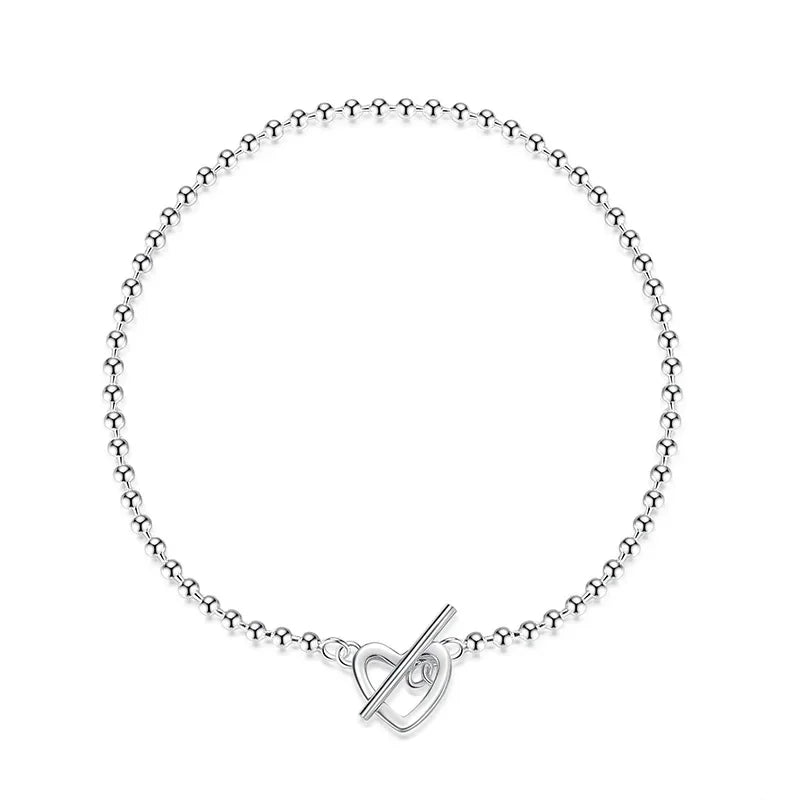 Trusta 100% 925 Solid Real Sterling Silver Fashion Beads Heart Star Bracelet 16cm For Teen Girls Lady Gift Women Jewelry DS1014