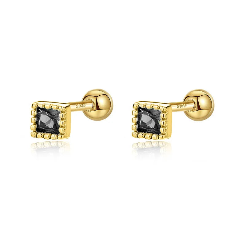 Geometric Star Colour CZ Screw Stud Earrings For Women Wedding Fine Jewelry DA052