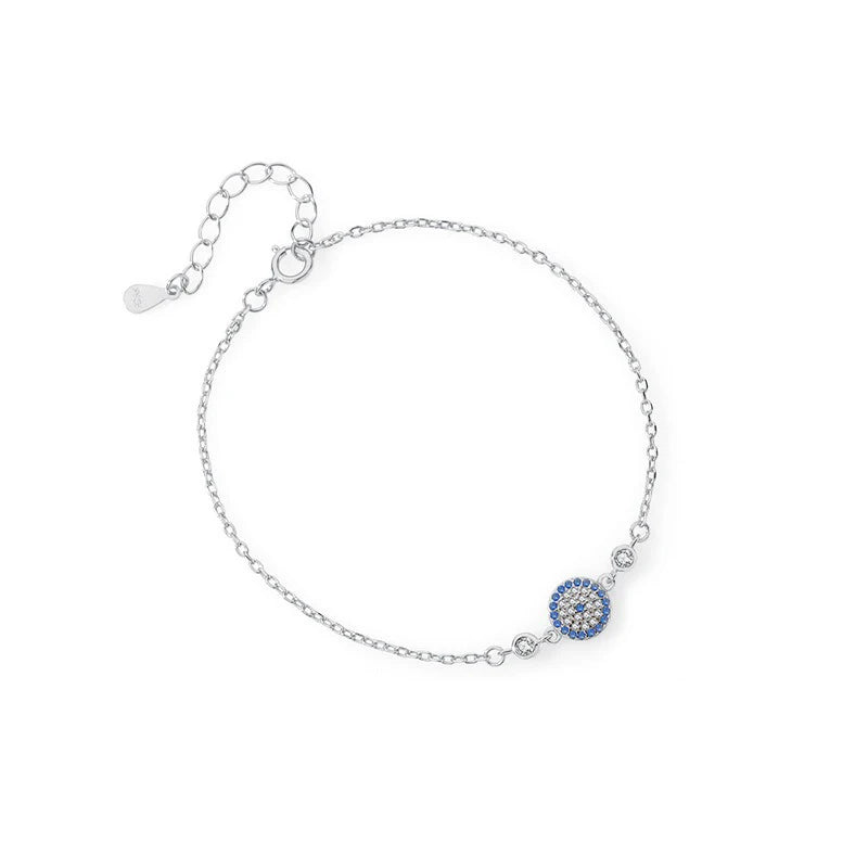 TrustDavis 925 Sterling Silver Women's Fashion Simple Evil Eye Bracelet for Women Birthday Mother's Day Jewelry Gift DS4203