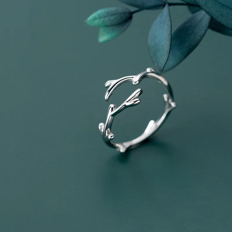 TrustDavis Fashion Ring 925 Sterling Silver Ring Sweet Branches Cocktail Girls Birthday Wish Gift For Women Fine Jewelry DS2702