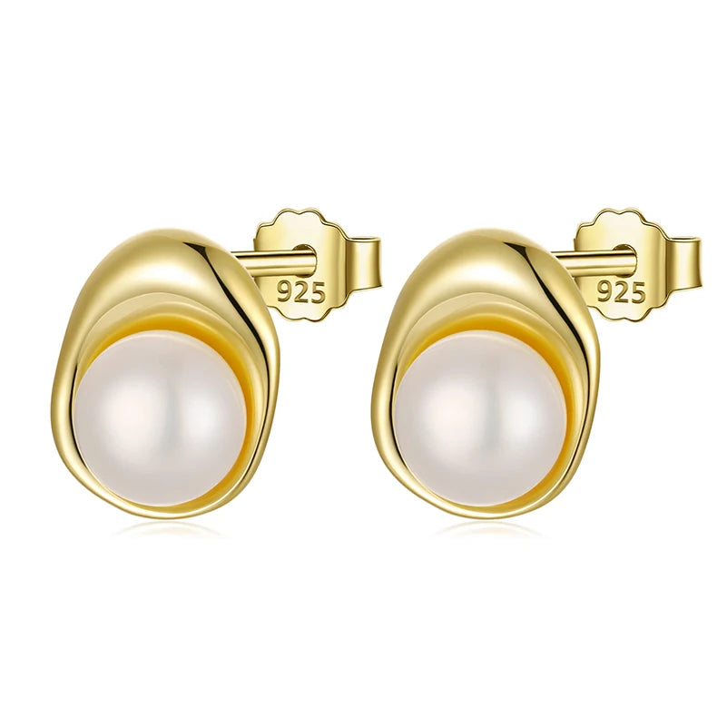 TrustDavis Elegant Real 925 Sterling Silver Pearls Stud Earrings for Women Lady Teen Fine S925 Jewelry Wholesale DS3746