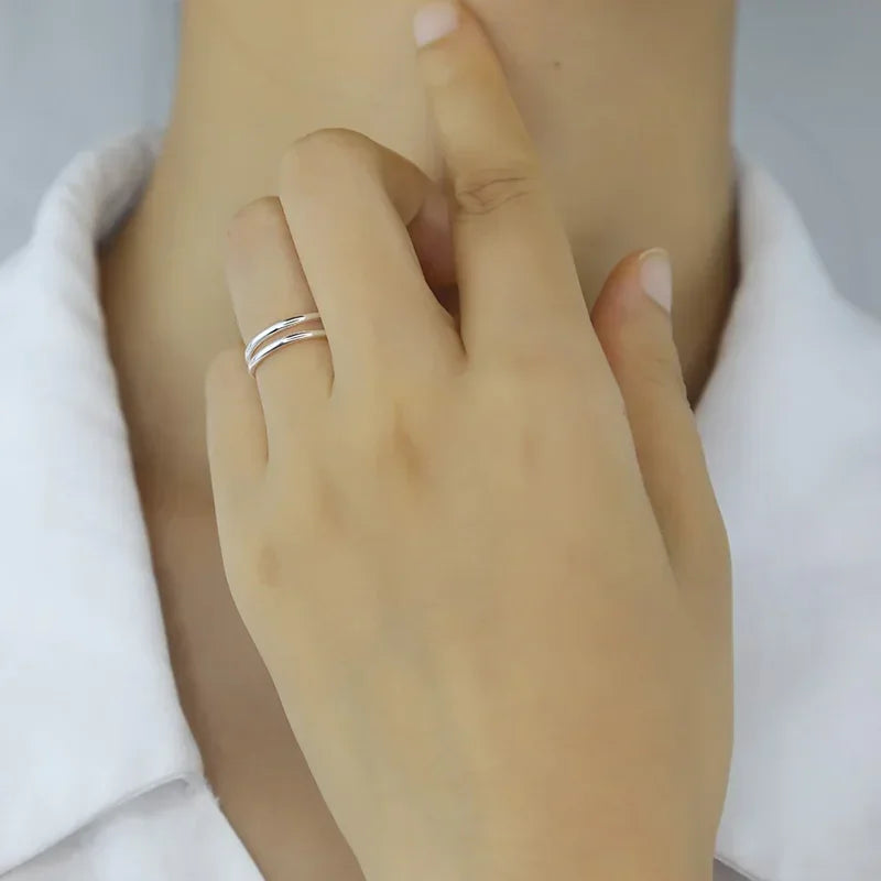 Fashion Double Layer Irregular Adjustable Tail Ring For Women Party Ring Jewelry DA1088