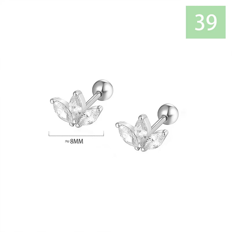 Geometric Zircon Screw Stud Earrings DS4644