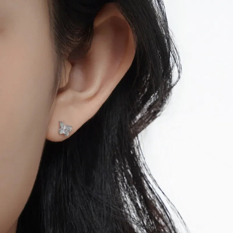 Trusta Genuine Fashion 925 Sterling Silver Fashion Butterfly Stud Earrings Party for Women Girl Wedding Jewelry Gift DS4018