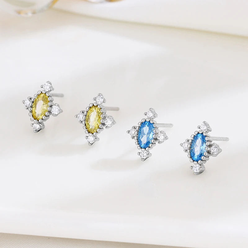 Trustdavis Real 925 Sterling Silver Sweet Geometry Zircon Stud Earrings for Women Wedding Party Fine S925 Jewelry DA3217