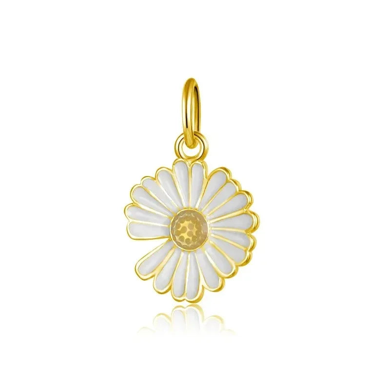 Fashion White Glaze Daisy Flower Charm Pendant HY342