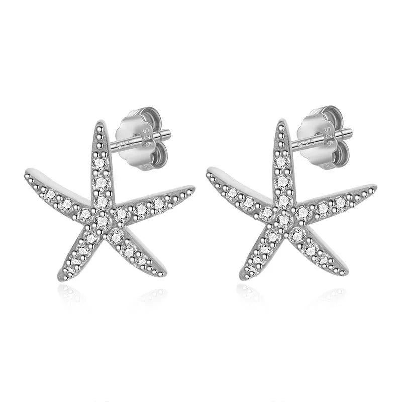 Cubic Zirconia Starfish Stud Earrings DF053