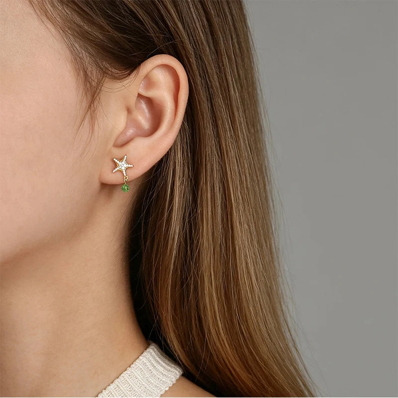 Starfish Zircon Stud Earrings for Women Daily Wear Jewelry Gift DS4980
