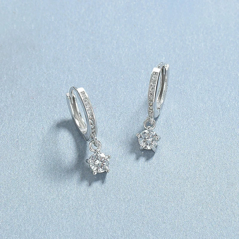 Trustdavis Real 925 Sterling Silver Simplicity Zircon Hoop Earrings Women Girls Birthday Party Gift Jewelry DS4133