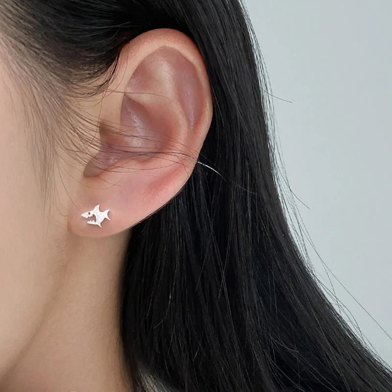 Frosted Shark Earrings DS4915