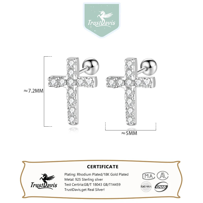 Sweet Cross Round CZ Screw Stud Earrings DB1365