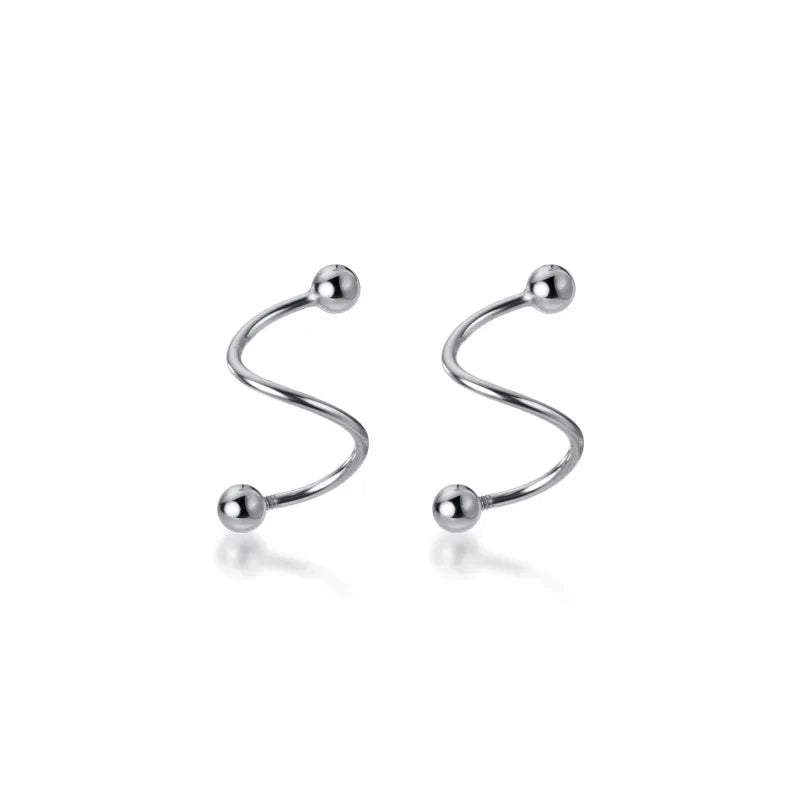 TrustDavis 925 Sterling Silver Women's Small Ball Beads Ear Bones Ear Buckle Ring Tightly Packed Mini Double Ring Earring DA1157