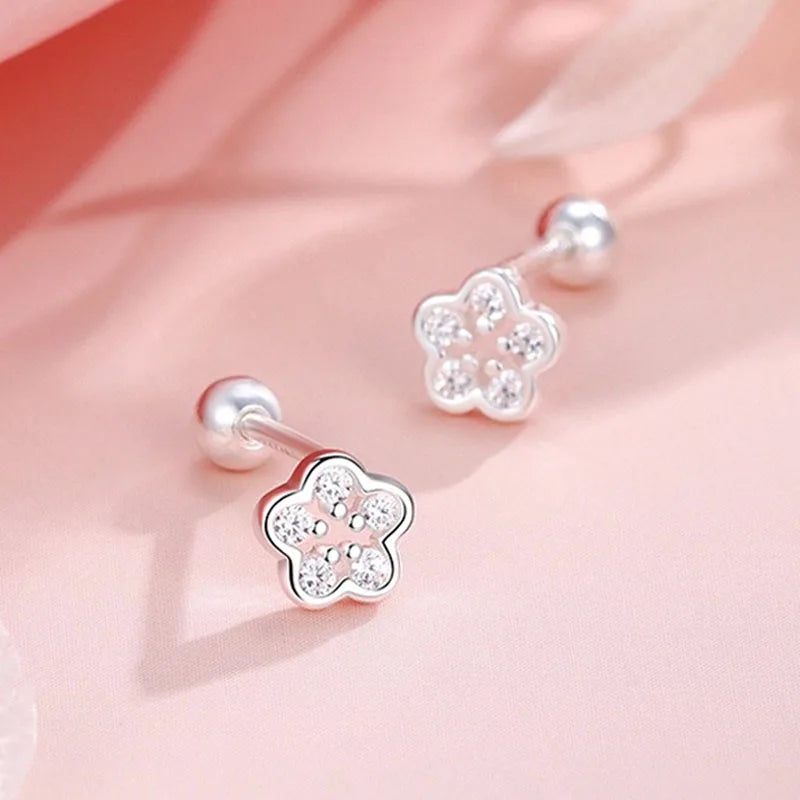 Flower Zircon Silver Earrings DS4894