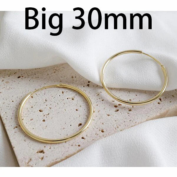 TrustDavis 100% 925 Solid Sterling Silver Gold Unique Shaped Piercing Huggie Hoop Earring For Women Girl Lady Fine Jewelry DA102