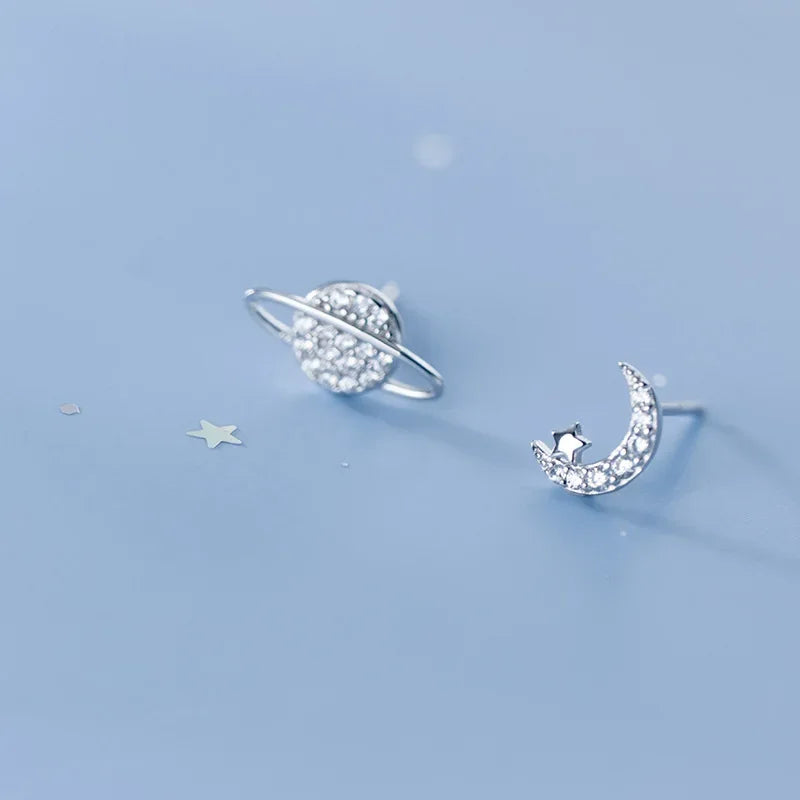 Asymmetric Planet Star Stud Earrings DA629