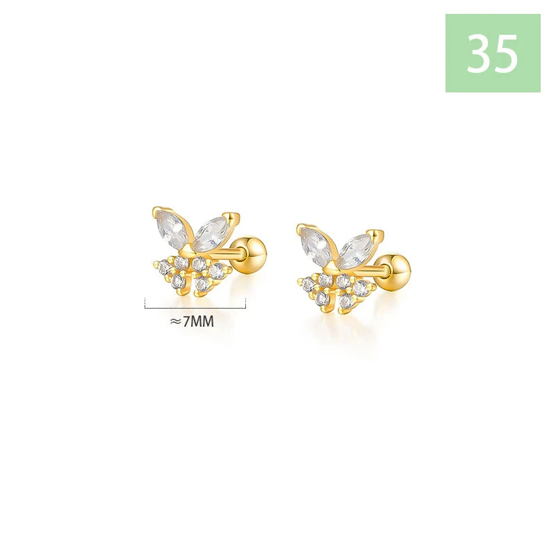 Geometric Zircon Screw Stud Earrings DS4644