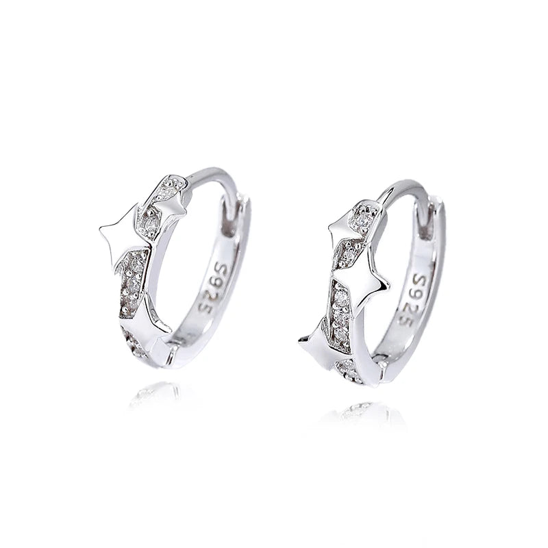 TrustDavis Real 925 Sterling Silve Hoop Square Cat's Paw Heart CZ Pendant Hoop Earrings For Daughter Girls Women Jewelry DG0190