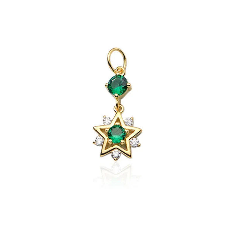 TrustDavis Real 925 Sterling Silver Fashion Gild Five Pointed Star Charm Pendant Handmade DIY Accessories Wholesale DZ1700
