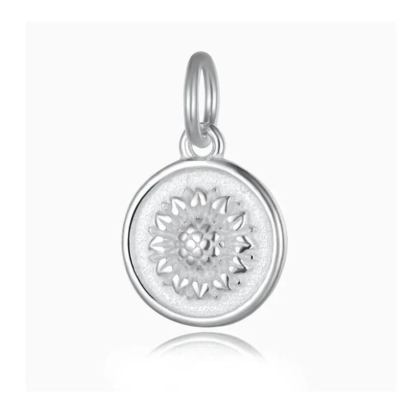 Round Coin Sunflower Charm Pendant DIY Necklace Bracelet Accessories HY636