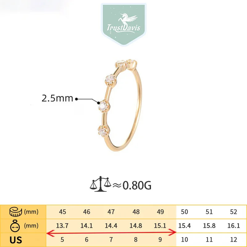 TrustDavis Real 925 Sterling Silver Women's Fashion Simple Star Trail Index Finger Ring for Women Girls Fine Jewelry Gift DS4688