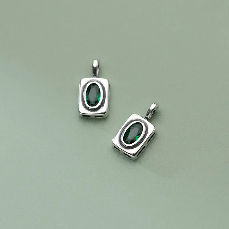 Green CZ Rectangle Pendant HY844