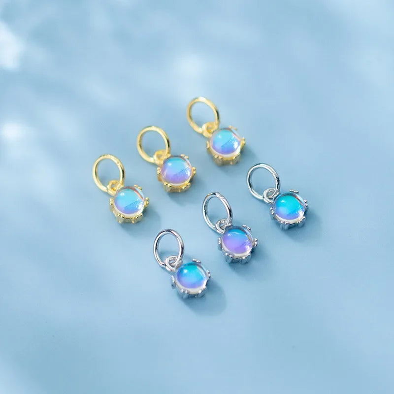 Round Moonstone Charm Pendant DIY Accessories HY316