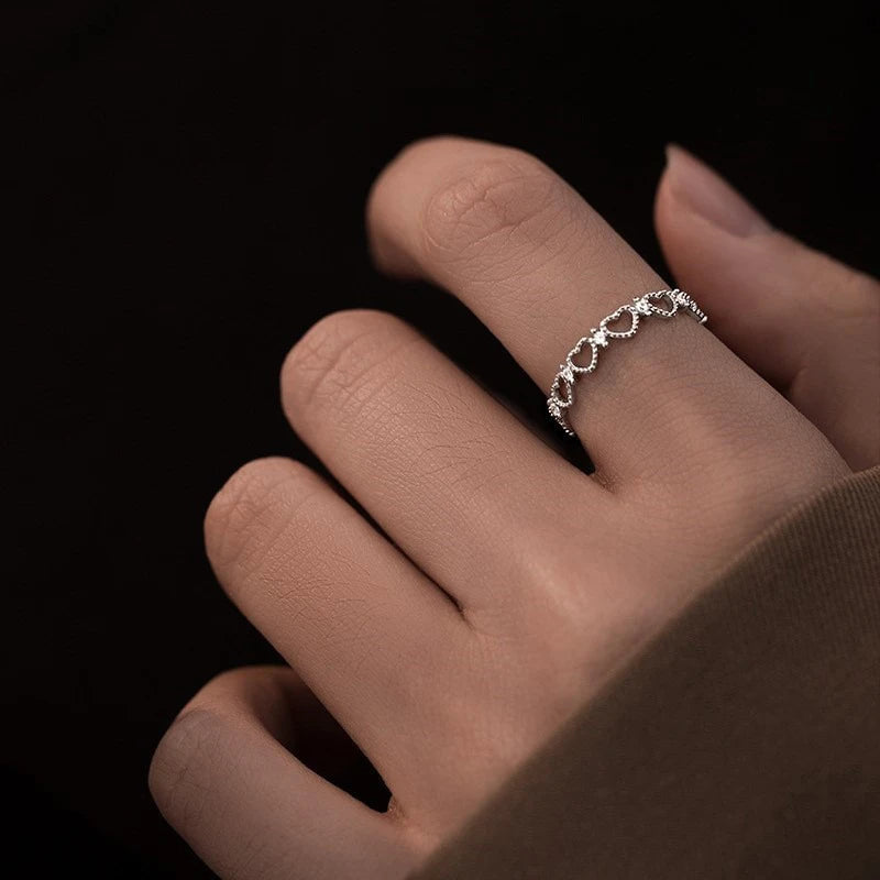 TrustDavis Girls 925 Sterling Silver Fashion Adjustable Heart Ring Hollow Heart Open Ring for Women Grill Gift Jewelry DS4215