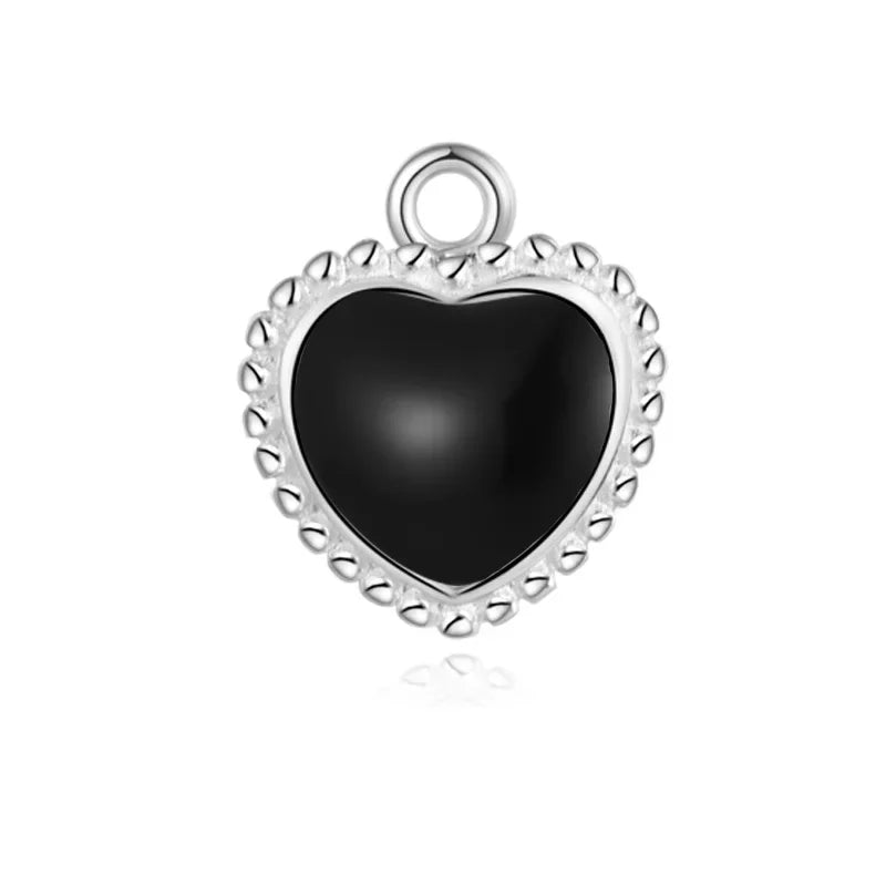 TrustDavis Real 925 Sterling Silver Personality Cute Heart Charm Pendant DIY Necklace Bracelet Accessories Jewelry DZ1075