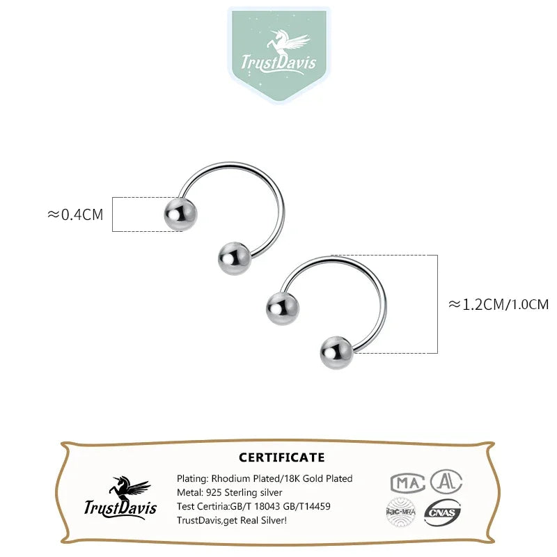 925 Sterling Silver Punk Beads Stud Earrings DS4372