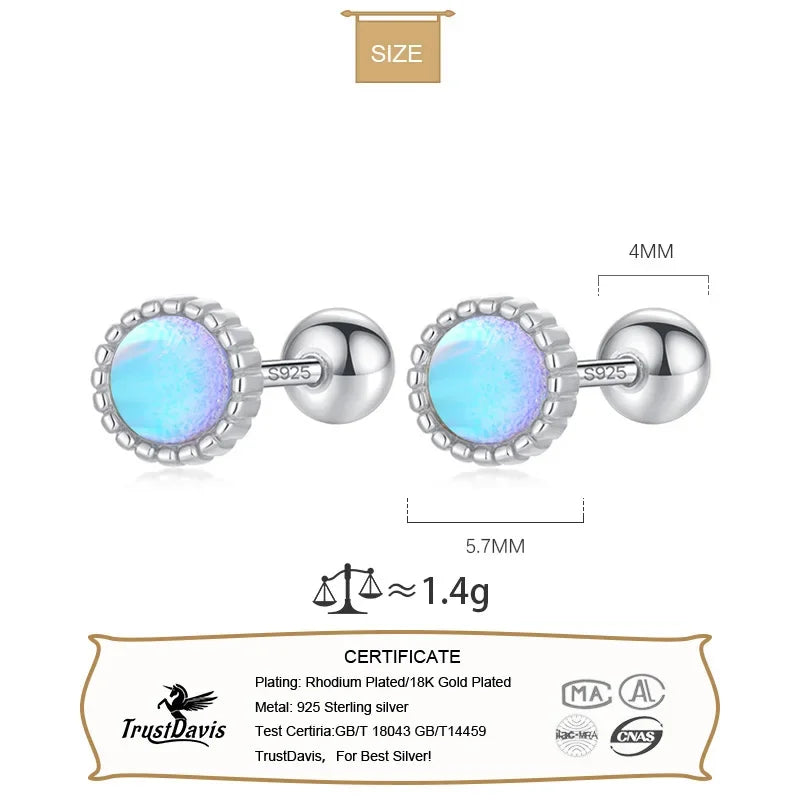 Round Moonstone Screw Earrings DB1428
