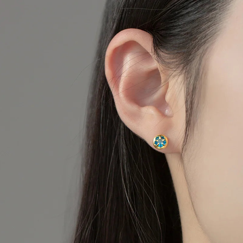 TrustDavis 925 Sterling Silver CZ Snowflake Stud Earrings Christmas Tree Girls Fine S925 Wholesale Jewelry DS3881