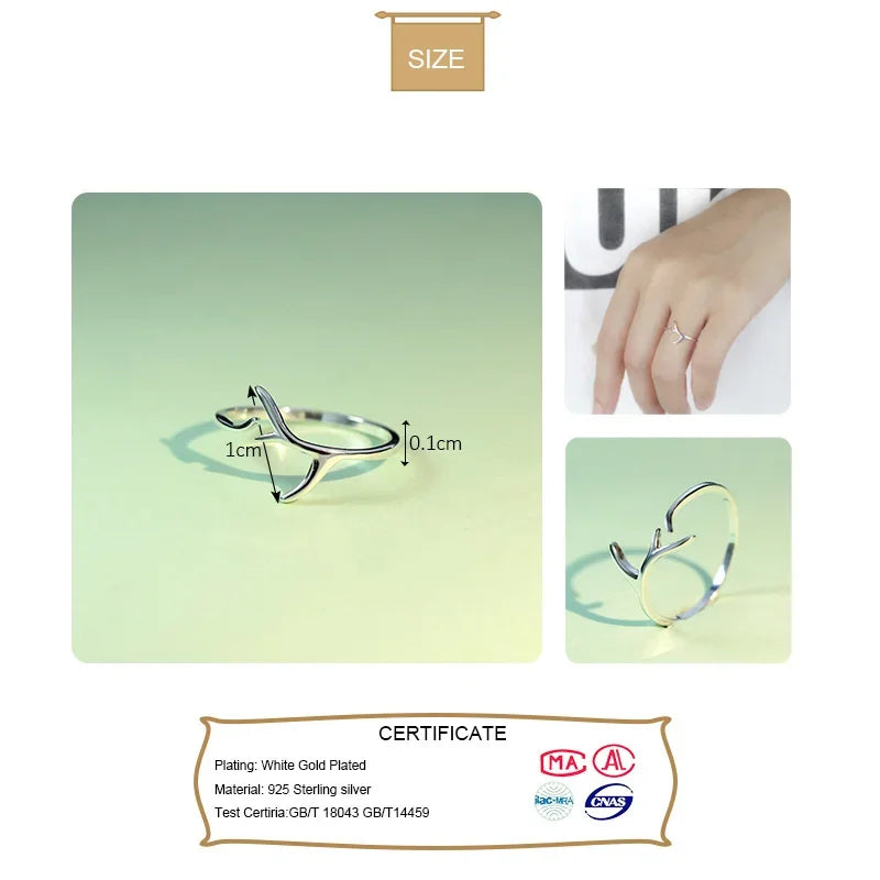 TrustDavis 100% 925 Sterling Silver Fashion Jewelry Antlers Cocktail Ring Sizable 5 6 7 Girls Kids Xmas DS359 Drop Shipping