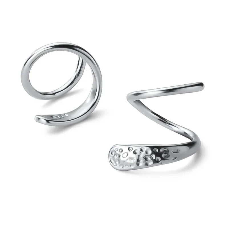Trustdavis 100% 925 Sterling Silver Women's Snakelike Ear Bones Ear Buckle Ring Tightly Packed Mini Double Ring Earrings DA266