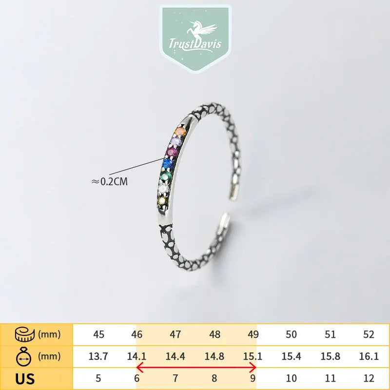 Real 925 Sterling Silver Vintage Open Ring DS4353