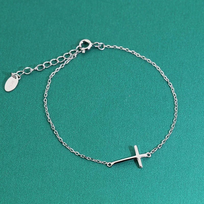 Trustdavis 100% 925 Solid Real Sterling Silver Fashion Women's Jewelry Cross Bracelet 15.5cm For Women Girl Lady Gift DA97