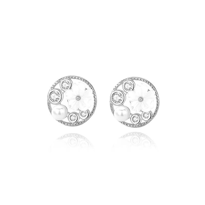 Sweet Circle Sakura Pearl Earrings DS4369