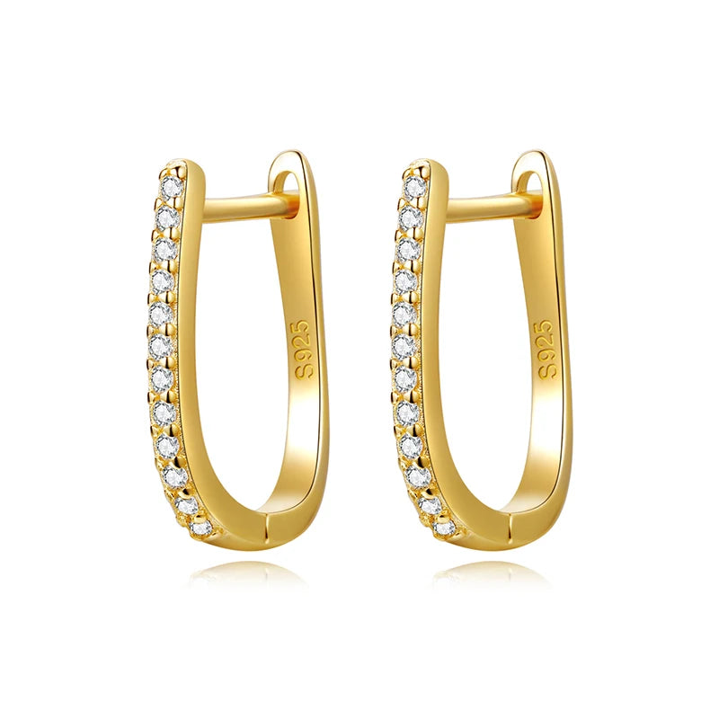 Romantic U-shaped zircon Hoop Earrings DA3232