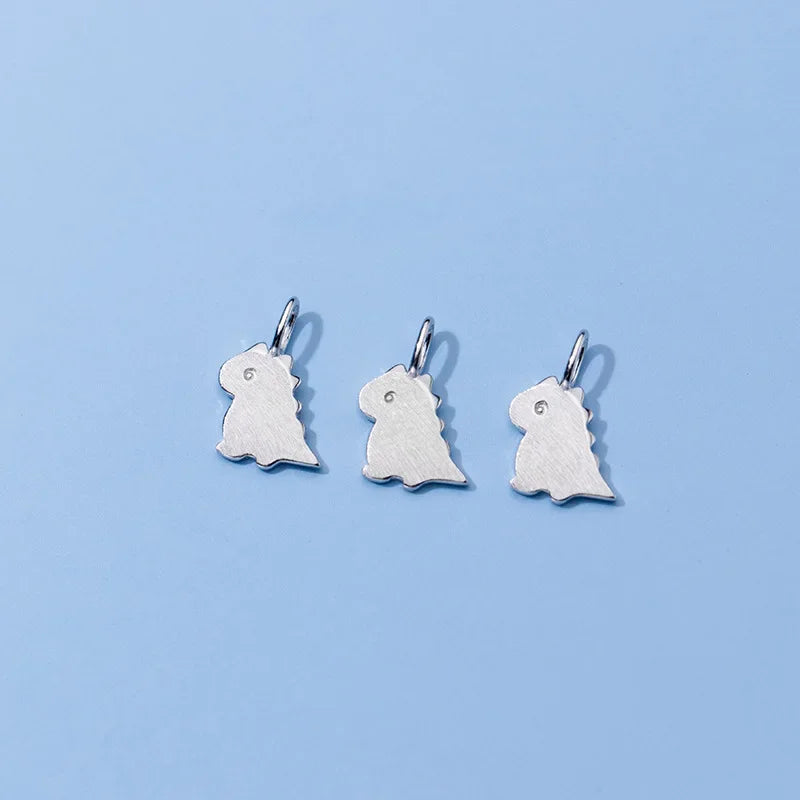 TrustDavis Real 925 Sterling Silver Personality Fashion Sweet Dinosaur Charm Pendant Handmade DIY Accessories Wholesale DZ47