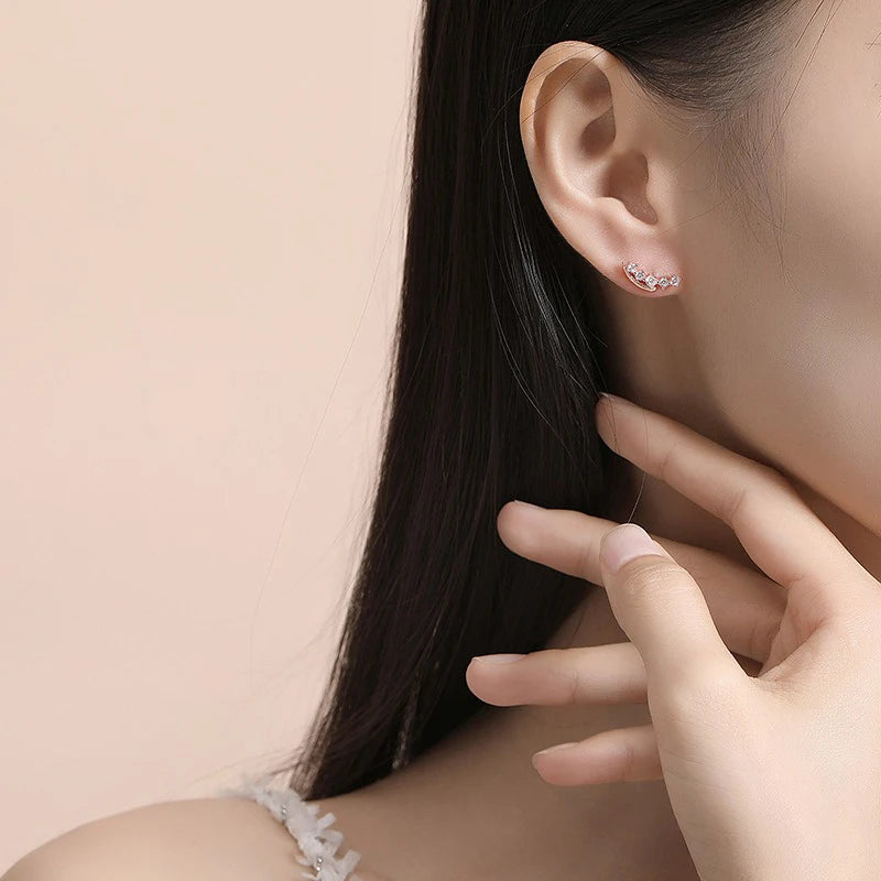 TrustDavis 925 Sterling Silver Women's Fashion Simple Five Round Zirconia Stud Earrings for Women Girls Jewelry Gift DS4291