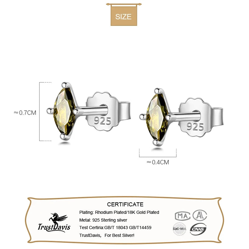 TrustDavis Real 925 Sterling Silver Fashion Sweet Mini Eye CZ Charm Stud Earrings For Women Wedding Party Fine Jewelry DB1303