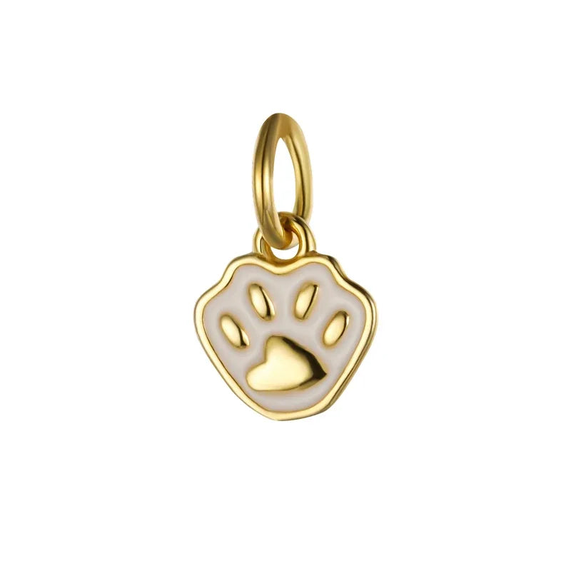 Glaze Dog Footprints Charm Pendant Handmade DIY Accessories HY453