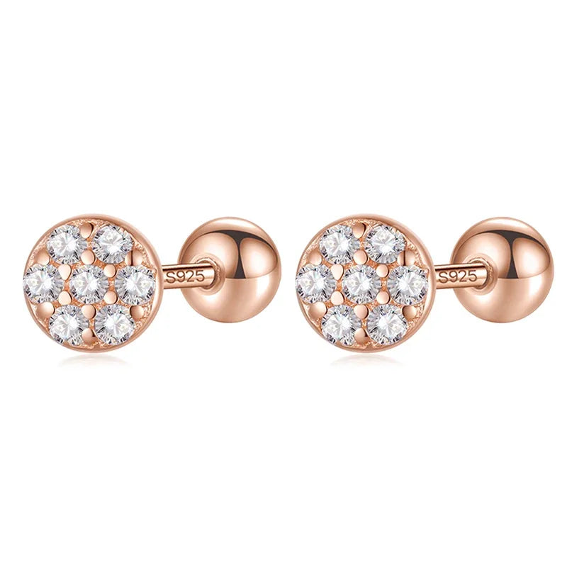 Triangle Round CZ Screw Stud Earrings DA2445